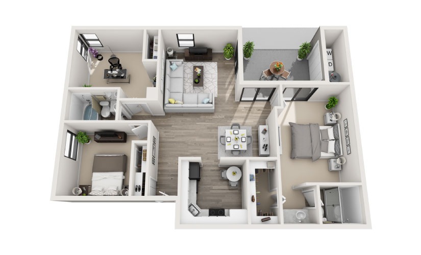 Cape - 3 bedroom floorplan layout with 2 bathrooms and 1252 square feet